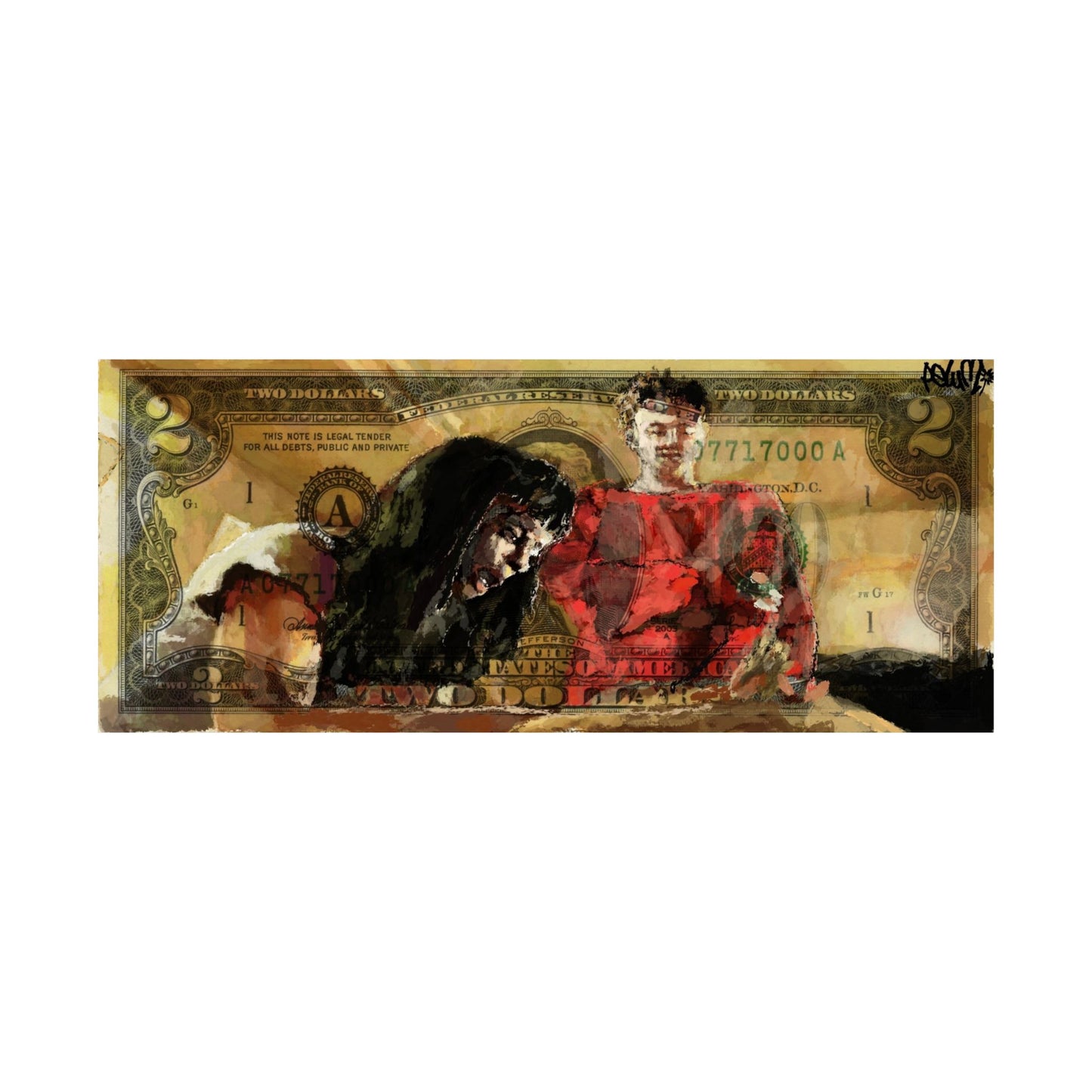 “Jesse & Jane” 2 Dollar Bill Print (24x10)